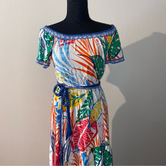 Flying Tomato Blue and Pink Off-Shoulder  Sleeve Sundress - Picture 4 of 8